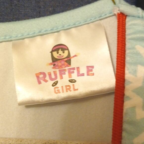 🩷RUFFLE GIRL Holiday Dress Light Blue Background W/Snowflakes. VARIOUS SIZES - Picture 5 of 12